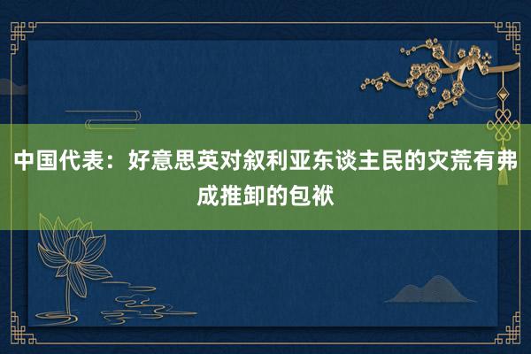 中国代表：好意思英对叙利亚东谈主民的灾荒有弗成推卸的包袱